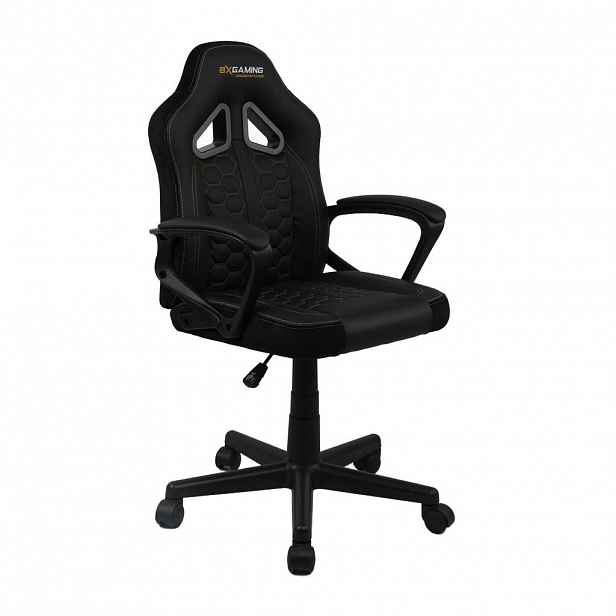BX Gaming OTOČNÁ ŽIDLE PRO MLÁDEŽ, vzhled kůže, černá