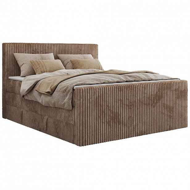 MKS POSTEL BOXSPRING TILIANO KING DUO 160/200 - Hnědá manšestr - H3