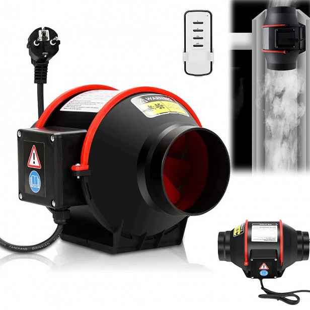 Regulovatelný Odvod Kouře, Trubkový Kanálový Ventilátor 100 MM 310 M³/h S Dálkovým Ovládáním