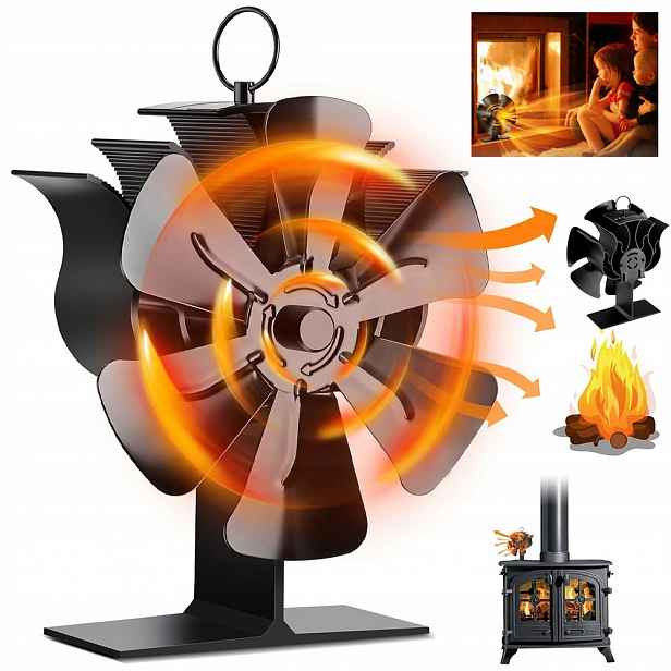 Krbový Ventilátor 6-LOPATKOVÝ Termoelektrický Rozvaděč Tepla, Černý