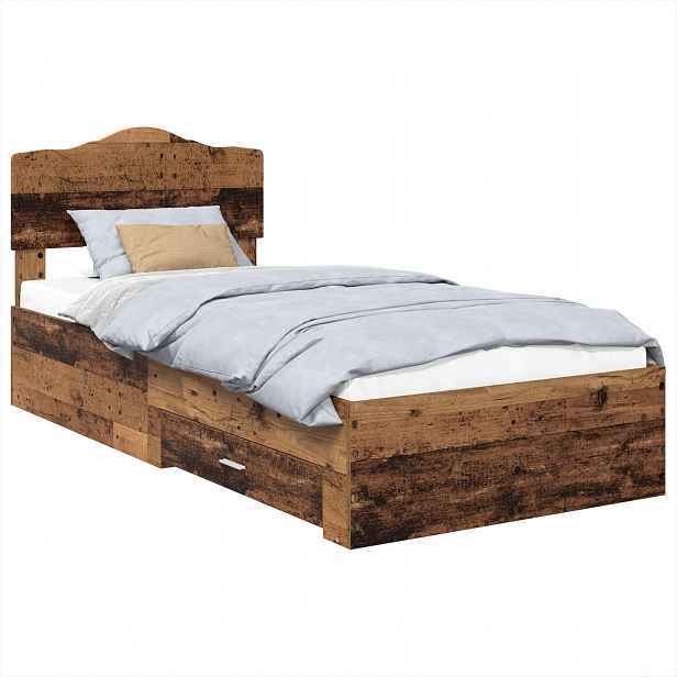 vidaXL Rám postele s čelo Staré dřevo 90 x 190 cm Kompozitní dřevo