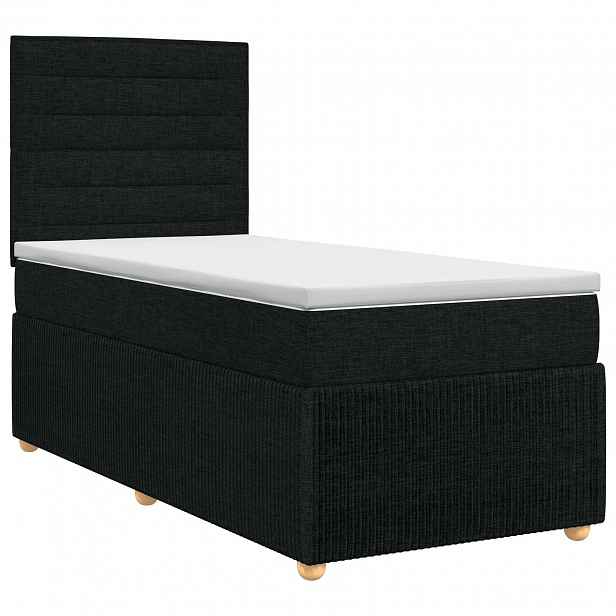 vidaXL Postel boxspring s matrací s čelo Černá 90 x 190 cm Textil