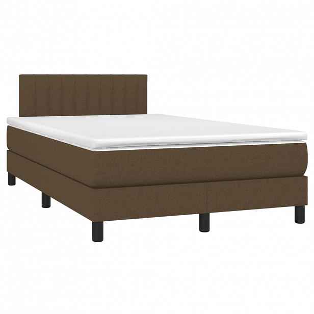 vidaXL Box spring postel s matrací tmavě hnědá 120x190 cm textil