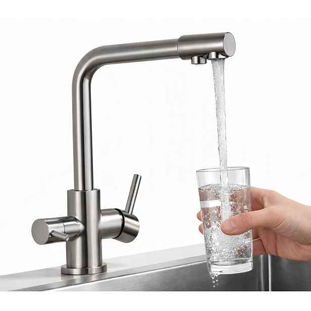 Krunn Kuchyňská Baterie pro vodní filtr Třícestná Kohoutek do kuchyně Inox Nikl