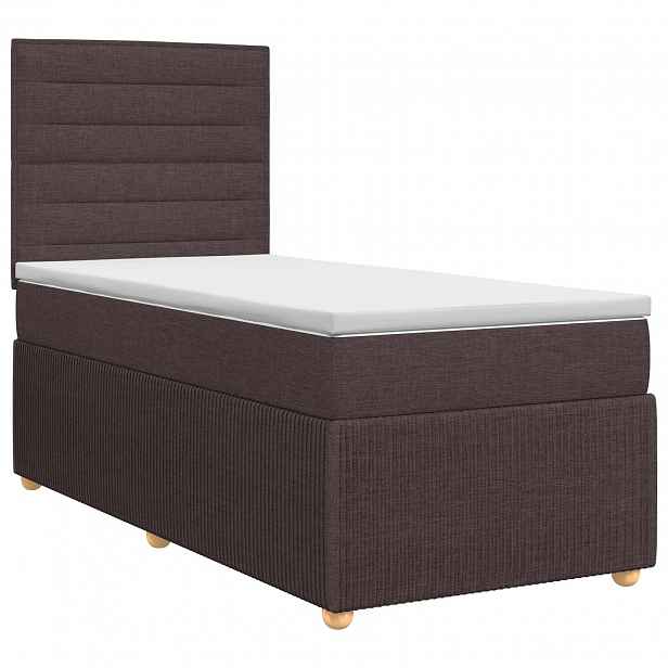 vidaXL Postel boxspring s matrací Tmavě hnědá 90 x 190 cm Textil