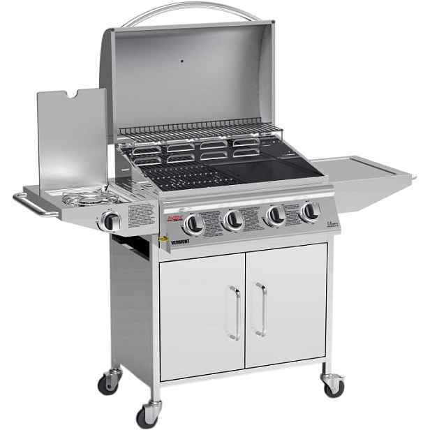 Avenberg Plynový nerezový BBQ gril s bočním hořákem Vermont, 136 x 53 x 105,5 cm