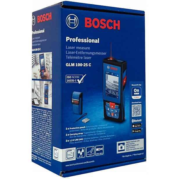 Laserový dálkoměr Bosch Glm 100-25 C 100 m Funk. Digitální vodováha
