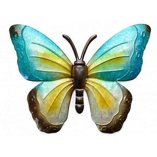 Nástěnná kovová dekorace motýl BUTTERFLY 40 cm - více barev Barva: Modrá
