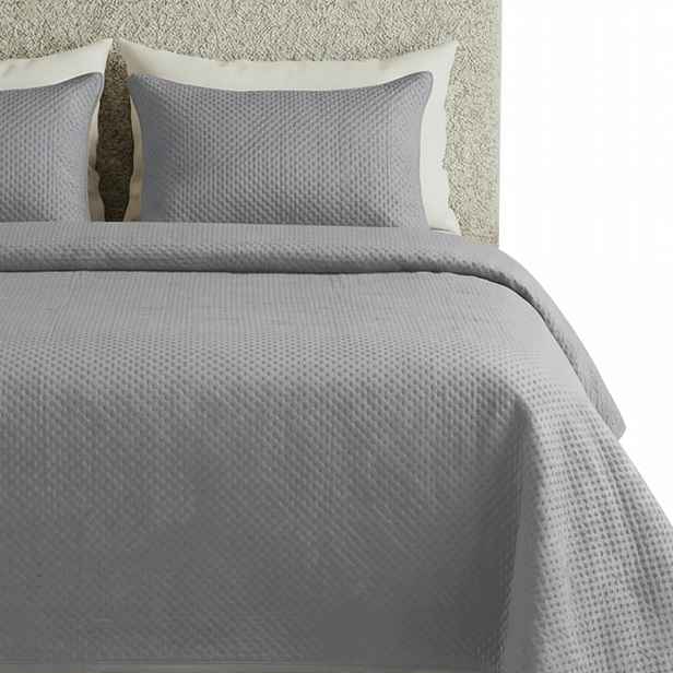 Přikrývka Na Postel Prošívaná Velvet Kapa Koc Pled 240x220 Šedá Maya