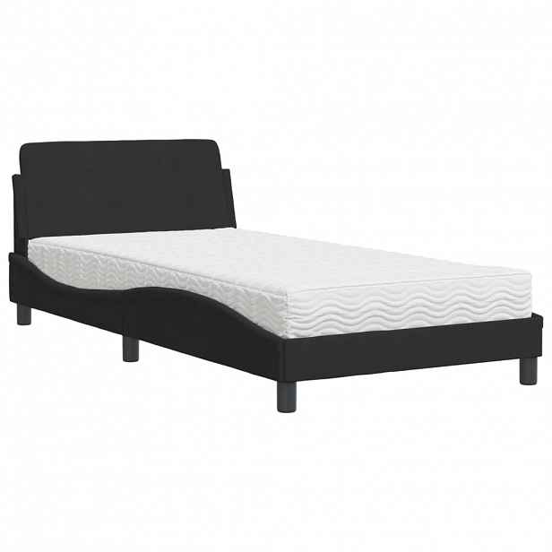 vidaXL Postel s matrací Dover černá 100 x 200 cm samet