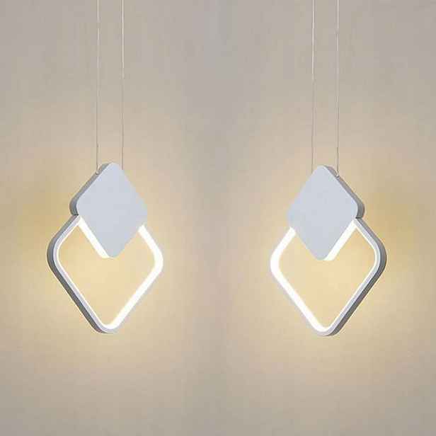 Závěsné Led lampy 2ks 11W Bílé Zlaté nad stůl Ostrov Moderní