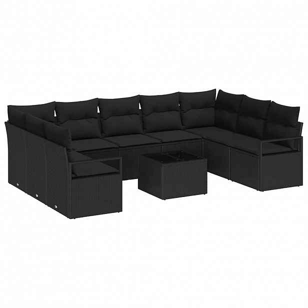 vidaXL Set pohovek 10 ks Černá polyratan