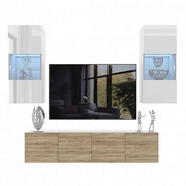 B BELINI GROUP OBÝVACÍ STĚNA Milano 7, Bílá / Dub Sonoma, 200 cm, Bezúchytková