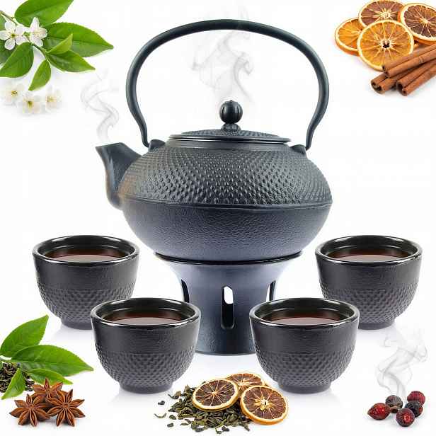 Litinový Zázvor 1,5L Set 4x Šálky Ohřívač