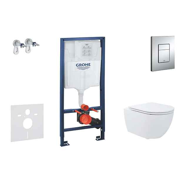 SANITINO - Set předstěnové instalace, klozetu Oudee a Slim sedátka softclose, tlačítko Skate Cosmopolitan, chrom SANI11BA1112
