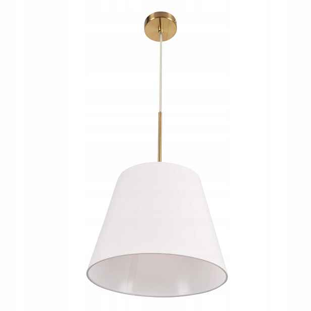 Závěsná lampa Polux, bílá, zlatá, kuželová, kulatá, 30 cm nad stůl