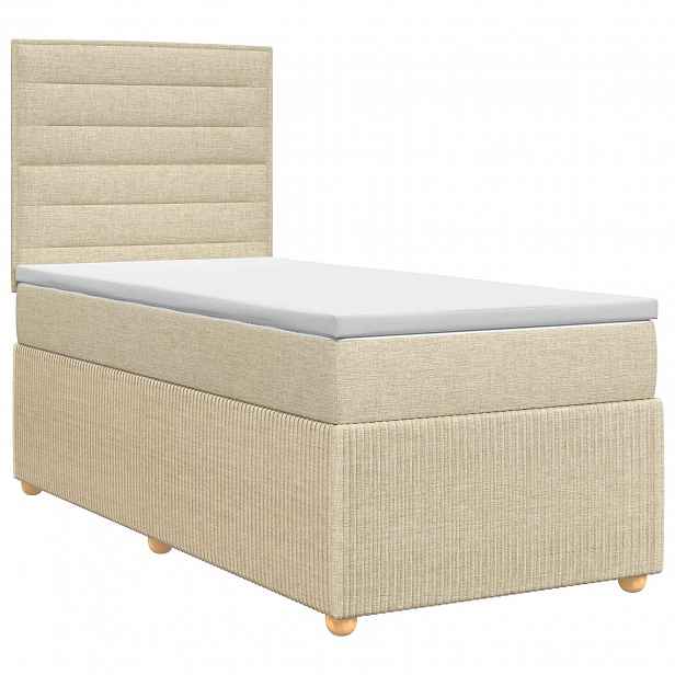 vidaXL Postel boxspring s matrací s čelo Krémová 90 x 190 cm Textil