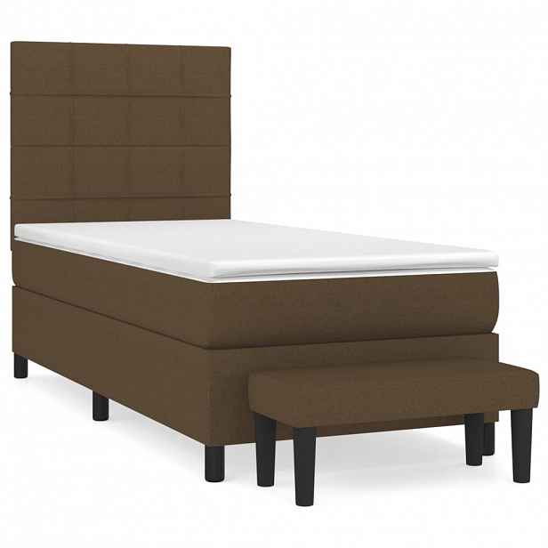 vidaXL Box spring postel s matrací tmavě hnědá 90x190 cm textil