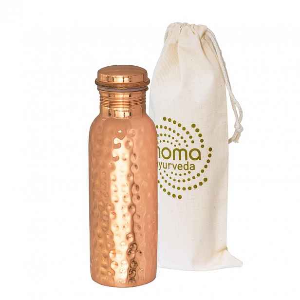 Měděná láhev na vodu s certifikátem Moma Ayurveda 600 ml