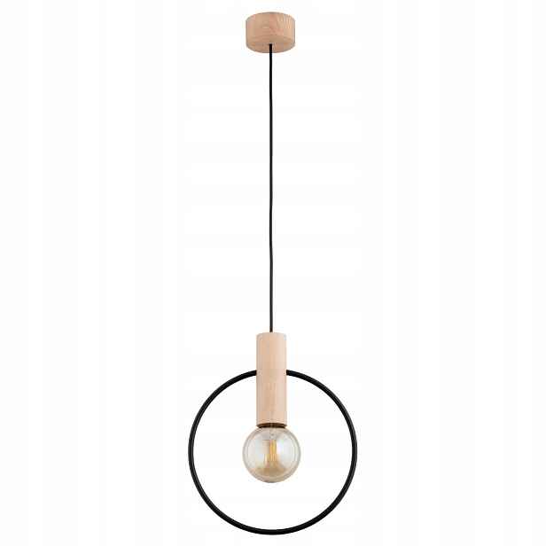 Závěsná skandinávská lampa Alfa Labo dřevo/černá 1xE27 15W