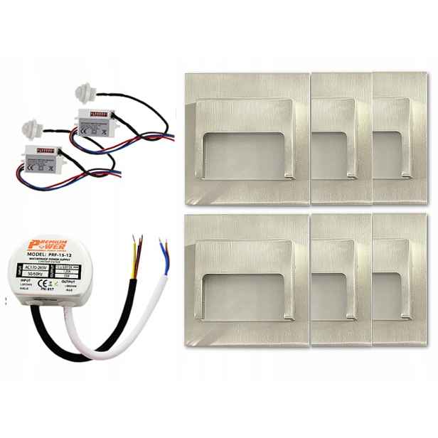 Halogenový schodišťový Led set 6x napájecí zdroj 2 detektory