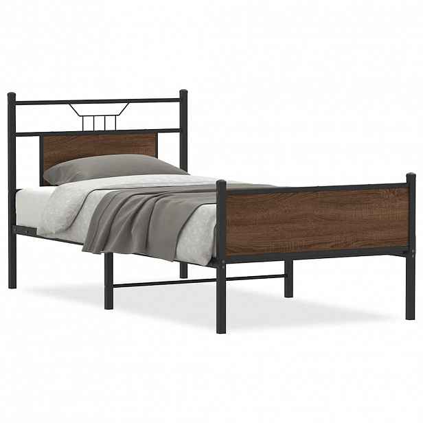vidaXL Rám postele bez matrace hnědý dub 75 x 190 cm kompozitní dřevo