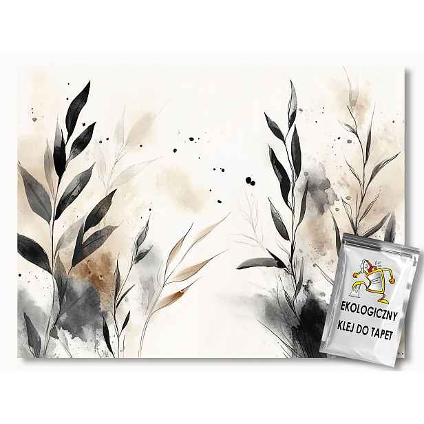 Fototapeta Flizelina Grafika Příroda Rostliny Listy Béžová Šedá 312x219 130g