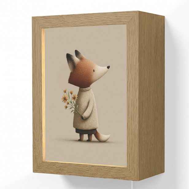 OnlyWow NÁSTĚNNÁ LAMPA Liška - Žluté květy - Minimalistický 15x20 cm
