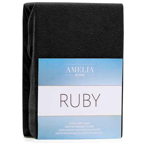 Restilo Froté prostěradlo s gumou AmeliaHome Ruby černé, velikost 160-180x200