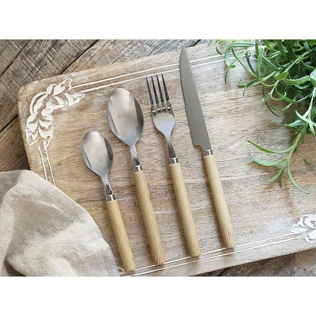 Sada 4ks příborů Linas Nature s designem dřevěné rukojeti – 22,5 cm Chic Antique