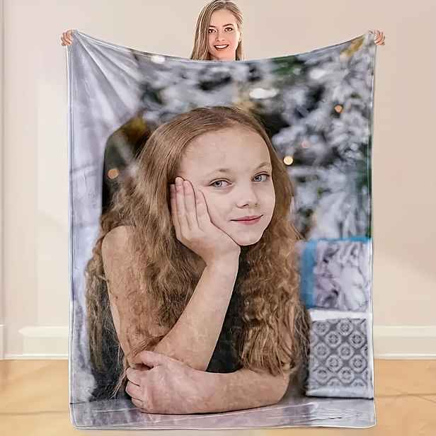 TEMU Personalizovaná fotodeka s vašimi vlastními fotografiemi - Měkká flanelová celoroční pro kempování, zdřímnutí i domácí použití - Perfektní dárek