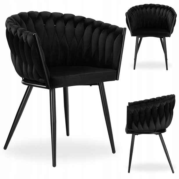 Tkané sametové křeslo Cofton Black Velvet černé