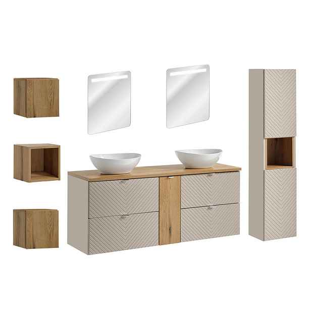 Petits-meubles KOUPELNOVÝ NÁBYTEK 140.4cm Manoa 2er-Set Kašmír
