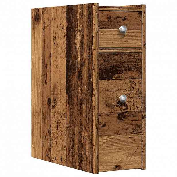 vidaXL Úzká koupelnová skříňka na kolečkách old wood kompozitní dřevo