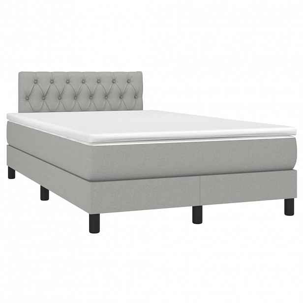 vidaXL Box spring postel s matrací světle šedá 120x190 cm textil