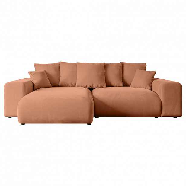 ALTDECOR ROHOVÁ SEDACÍ SOUPRAVA s otomanem vlevo ESKAR-L 266x176x72 korálový velur