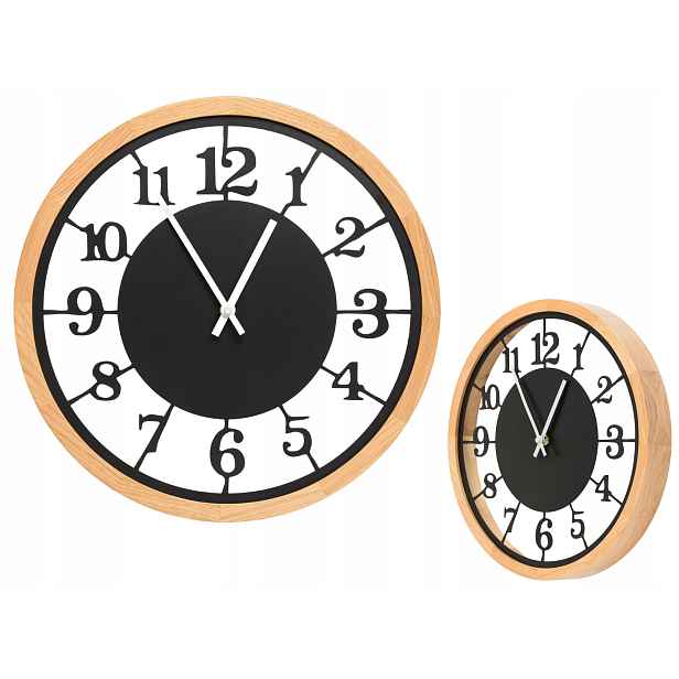 Hodiny kulatý na zeď Leja 37 cm dřevěné Dub do kuchyně obývacího pokoje Bezhlučné