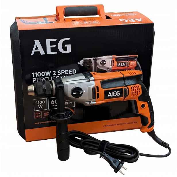 Příklepová vrtačka v kufru SB2E Rv 1100W 60Nm Aeg