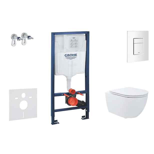 SANITINO - Set předstěnové instalace, klozetu Oudee a Slim sedátka softclose, tlačítko Skate Cosmopolitan, alpská bílá SANI11BA3116