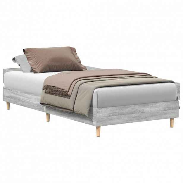 vidaXL Rám postele bez matrace šedý sonoma 90x190cm Dřevěné konstrukce