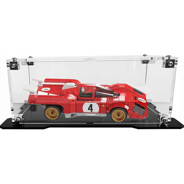Vitrína s černou základnou pro stavebnici Lego 76906 1970 Ferrari 512 M