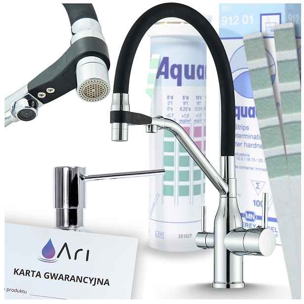 Dávkovač Kuchyňská baterie Chrom pro vodní filtr Třícestná s výsuvným výtokem