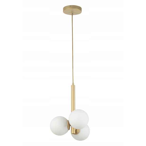Dekorativní závěsná lampa zlatá, moderní skleněné bílé koule, 3 body Sigma