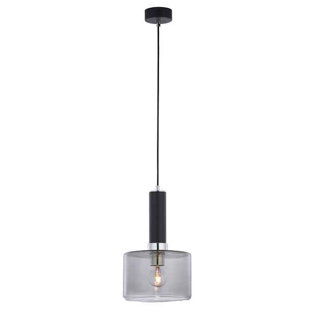 Jupiter Závěsná lampa Vanes Černá Chrom Skleněná Stínidlo E27 15W