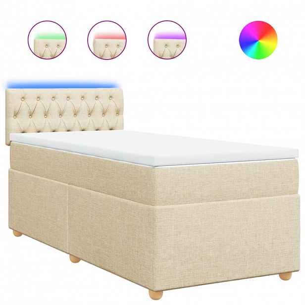 vidaXL Box spring postel s matrací krémová 100 x 200 cm textil