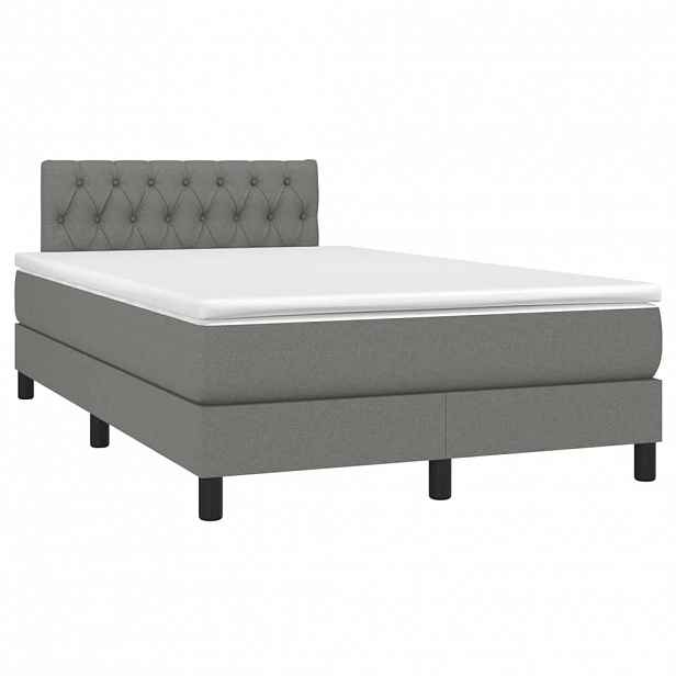 vidaXL Box spring postel s matrací tmavě šedá 120x190 cm textil