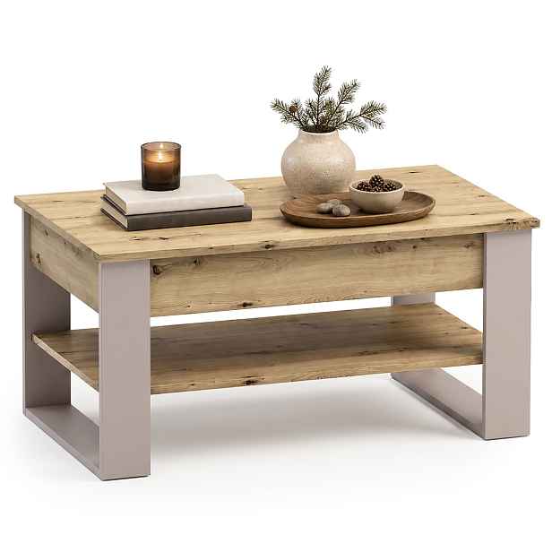 Ak furniture Konferenční stolek s výsuvnou deskou Denver 92 cm dub Artisan/kašmírový