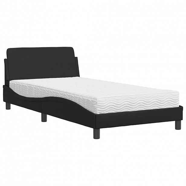 vidaXL Postel s matrací Dover černá 100 x 200 cm umělá kůže