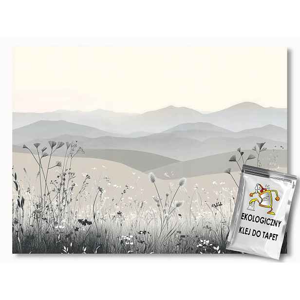 Fototapeta Flizelina Grafika Krajina Hory Louka Trávy Béžová Hnědá 368x254 130g