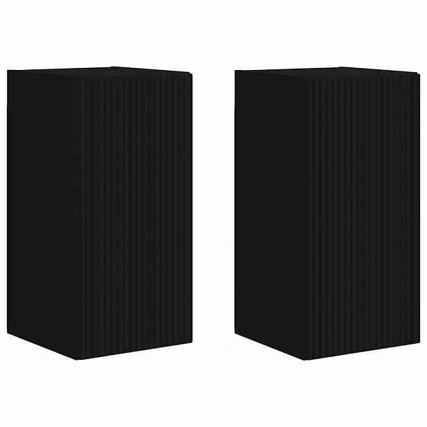 vidaXL TV wall cabinet 2 ks Černá Kompozitní dřevo
